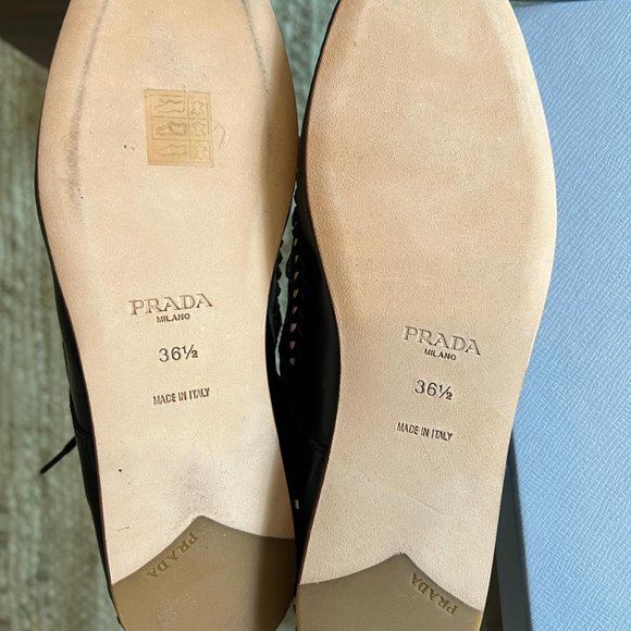 Prada Black/White woven Lace-Up Loafer Moccasins *New with Tags* - Picture 7 of 9